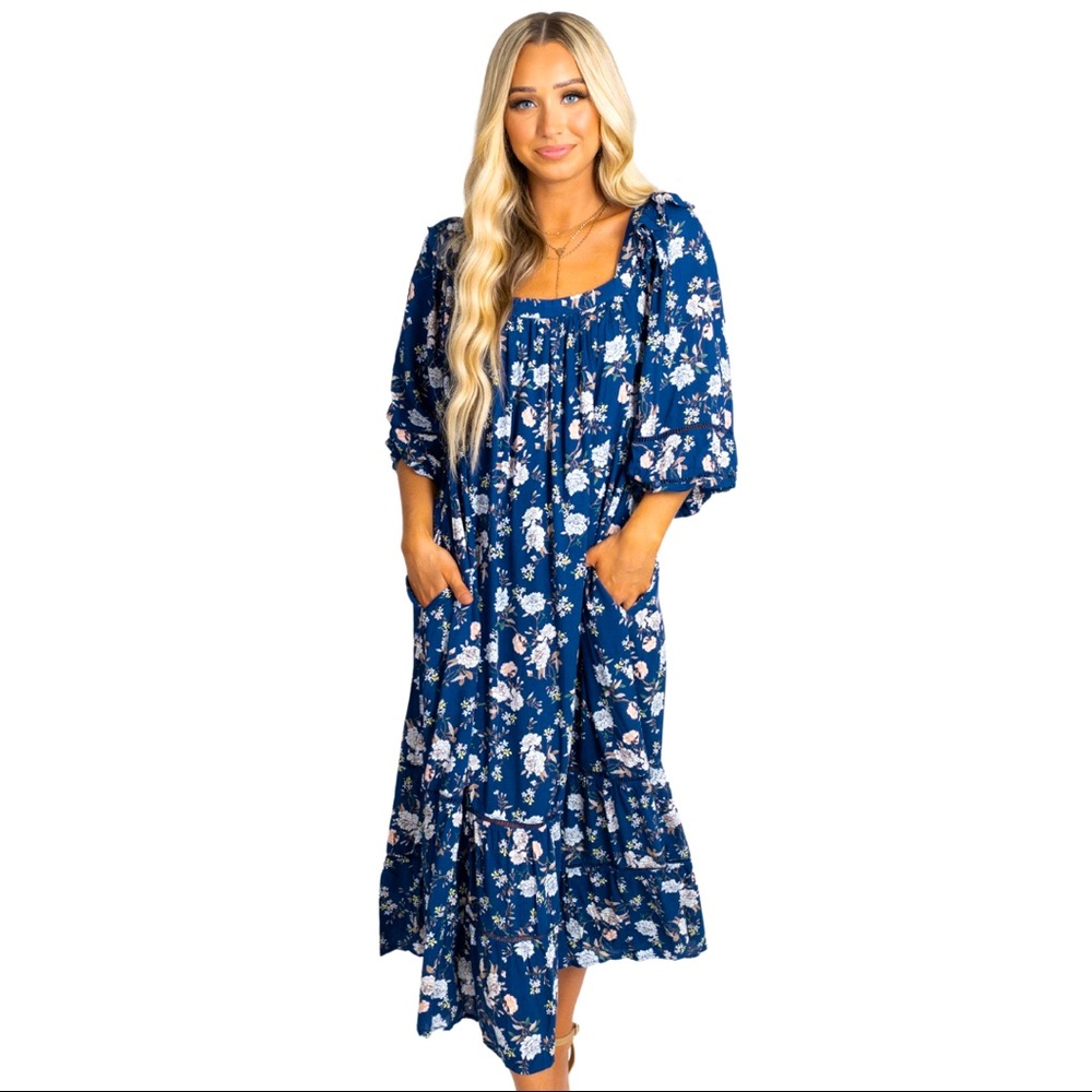 Shower Me With Flowers Floral Maxi Dress— M